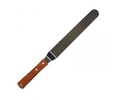 Лопатка кондитерская металлическая с деревянной ручкой изогнутая, 37 см