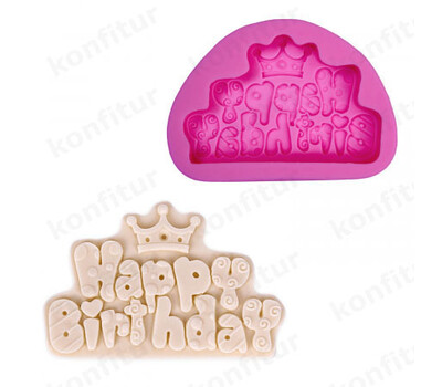 Перейти на страницу товара Силиконовый молд «Табличка Happy Birthday с короной»