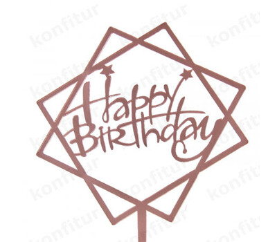 Топпер «Happy Birthday» розовое золото (квадраты)