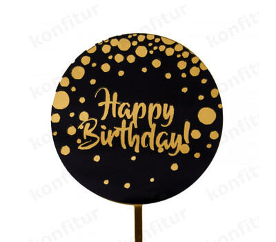 Топпер «Happy Birthday» черный с конфетти