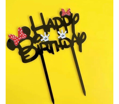 Топпер акриловый «Happy Birthday» Минни Маус