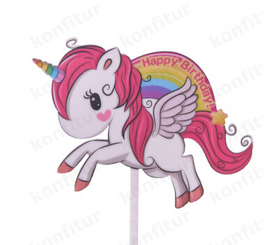 Топпер цветной «Happy Birthday» единорог